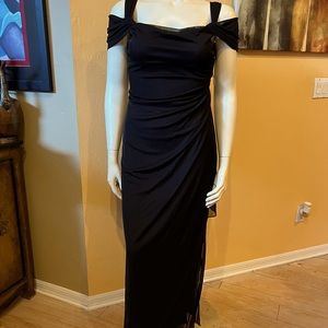 Classy Sexy Alex Evenings Black Dress Sz 8…w/ stunning neckline and drape sleeve